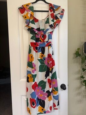 Show Me Your MuMu White Dress with Vibrant Floral Print